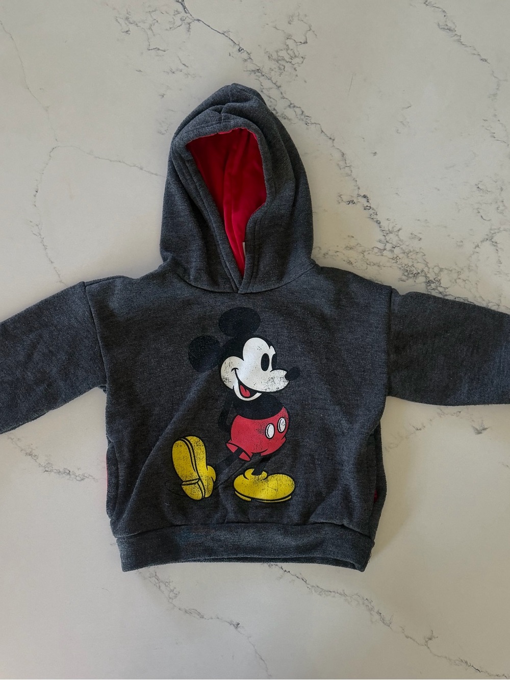 Disney Junior Mickey Mouse Toddler Boys Pullover Hoodie Gray Red Size 3T